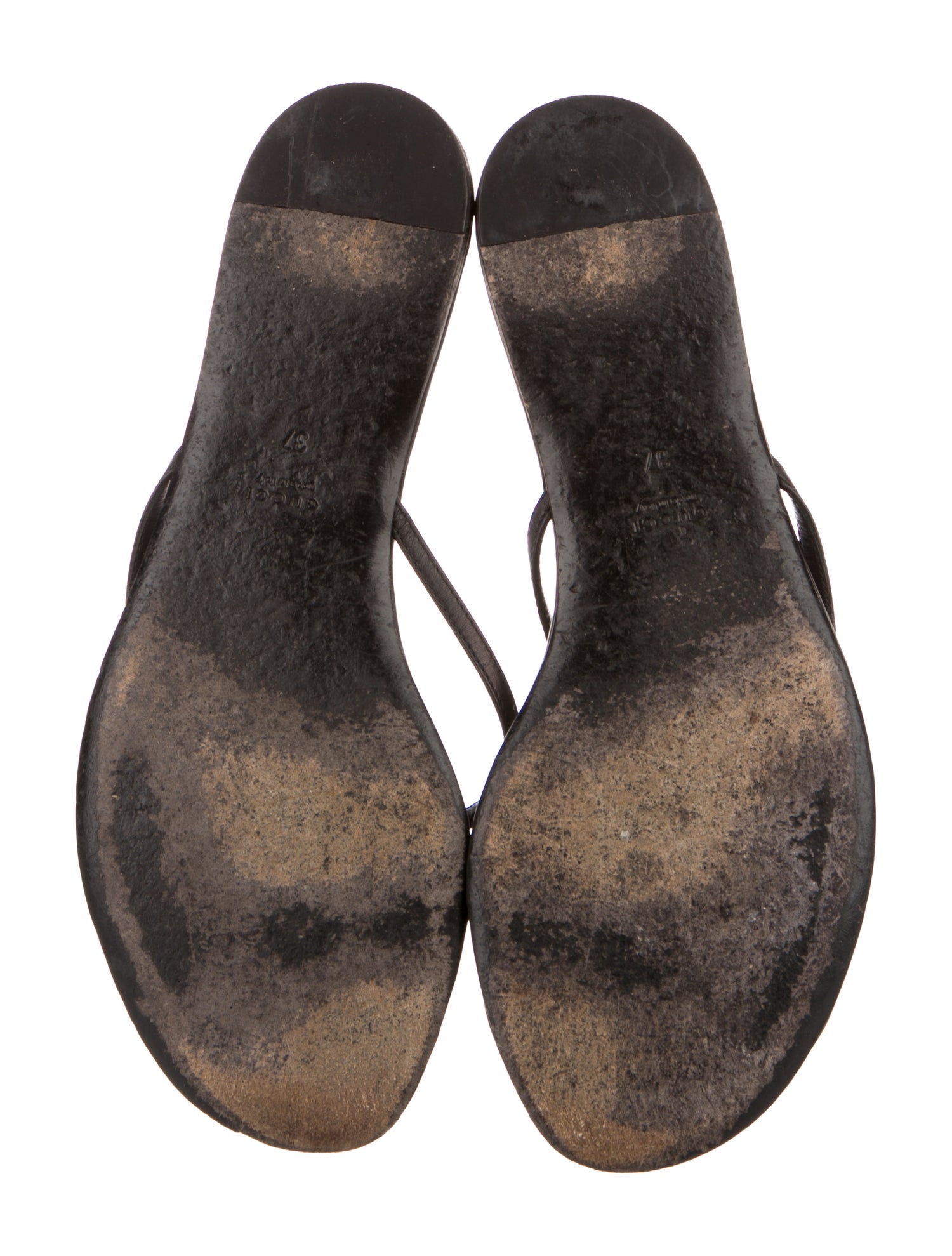 Gucci Interlocking G Logo Leather Flip Flops